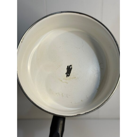 VTG 1970 West Bend Enamelware Sauce Pan Pot 14.5" NO Lid - MCM Green Yellow - Picture 5 of 9